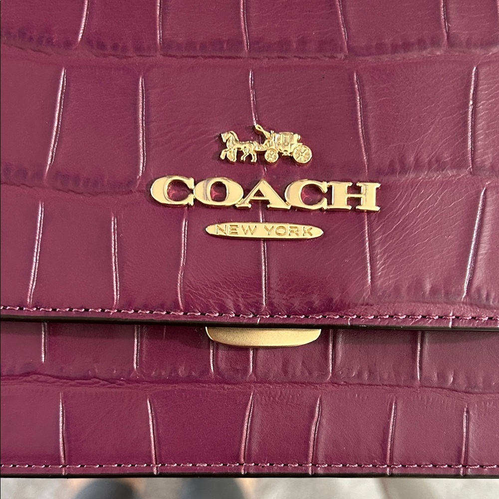 Coach Plum Croc-Embossed Crossbody Bag - Picture 4 of 12